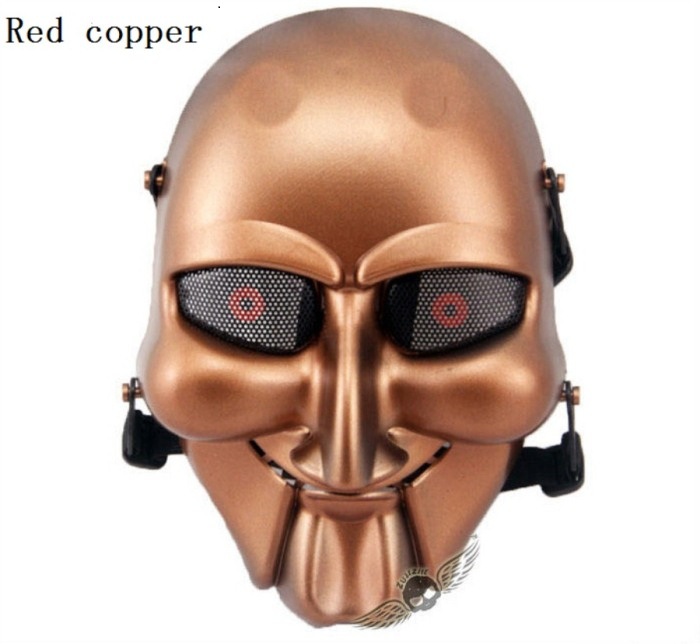 Chainsaw Killer Movie Tactical Paintball Full Face Mask Red Copper - Click Image to Close